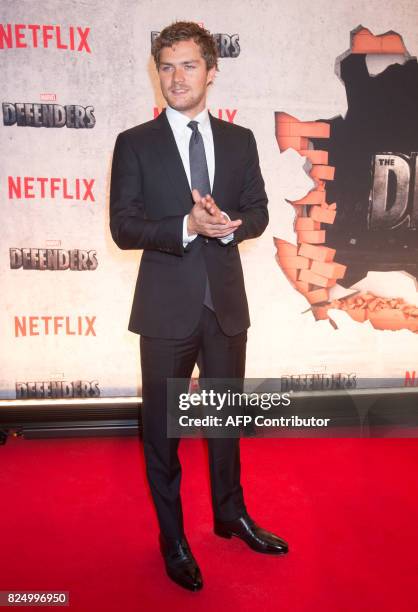 Finn Jones arrives for the Netflix premiere of Marvel's "The Defenders" on July 31, 2017 in New York. / AFP PHOTO