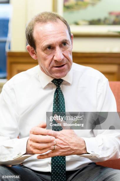 Andrew Little, leader of the New Zealand Labour Party, speaks during an interview in his office in Wellington, New Zealand, on Friday, July 21, 2017....