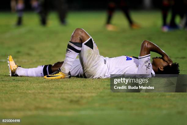 Paulo Vitor of Vasco da Gama reacts after a match between Vasco da Gama and Atletico PR as part of Brasileirao Series A 2017 at Raulino de Oliveira...