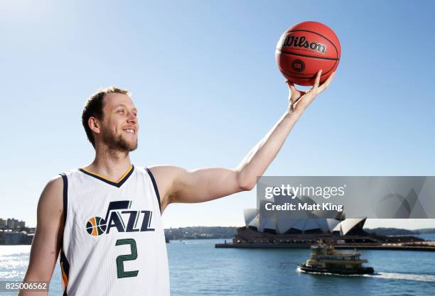 Joe Ingles of the Utah Jazz poses during an NBL Media Opportunity at Cruise Bar on August 1, 2017 in Sydney, Australia.