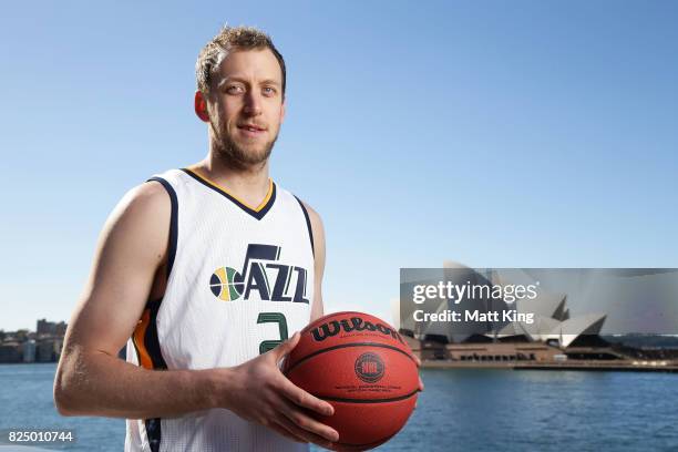 Joe Ingles of the Utah Jazz poses during an NBL Media Opportunity at Cruise Bar on August 1, 2017 in Sydney, Australia.