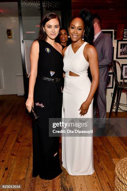 Jessica Henwick, Rosario Dawson and Simone Missick attend the "Marvel's The Defenders" New York Premiere - After Party at The Standard Biergarten on...