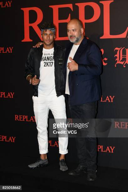 Brazilian footballer Neymar attends Replay fashion show on July 31, 2017 in Shanghai, China.