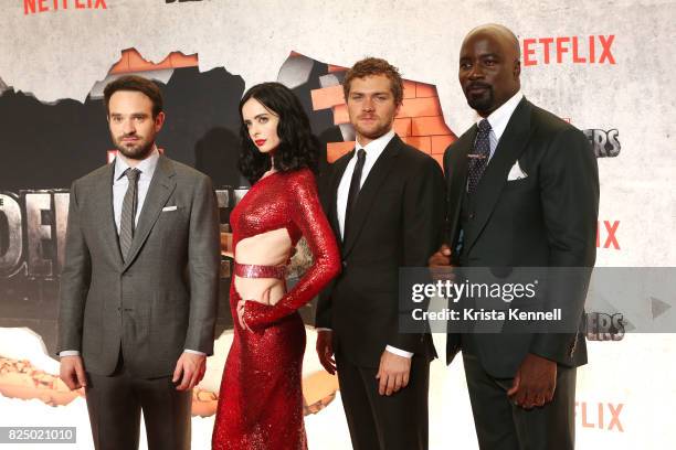 Charlie Cox, Krysten Ritter, Finn Jones, and Mike Colter arrive to "Marvel's The Defenders" New York Premiere at Tribeca Performing Arts Center on...