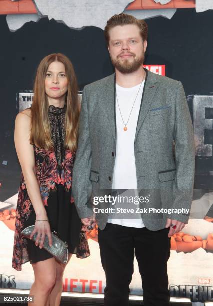 Kira Sternback and Elden Henson attend "Marvel's The Defenders" New York premiere at Tribeca Performing Arts Center on July 31, 2017 in New York City.