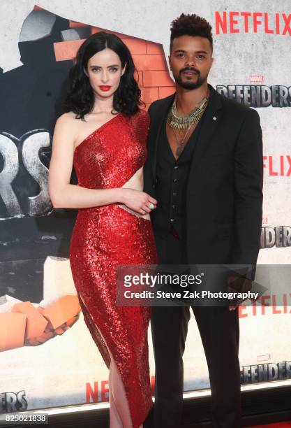 Krysten Ritter and Eka Darville attend "Marvel's The Defenders" New York Premiere at Tribeca Performing Arts Center on July 31, 2017 in New York City.