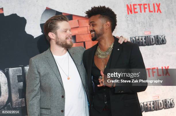 Elden Henson and Eka Darville attend "Marvel's The Defenders" New York premiere at Tribeca Performing Arts Center on July 31, 2017 in New York City.