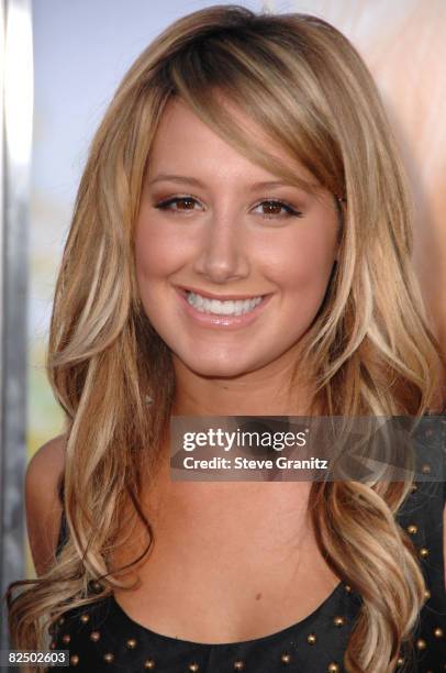 Ashley Tisdale arrives at Sony Pictures' Premiere of "House Bunny" at the Mann Village Theatre on August 14, 2008 in Los Angeles, California.