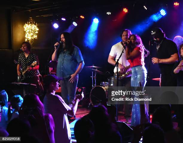 Singer/Songwriter Charlie Worsham is joined onstage by Singer/Songwriters Jason Kott, Abe Stoaklasa, Mickey Guyton and Randy Houser during Every Damn...