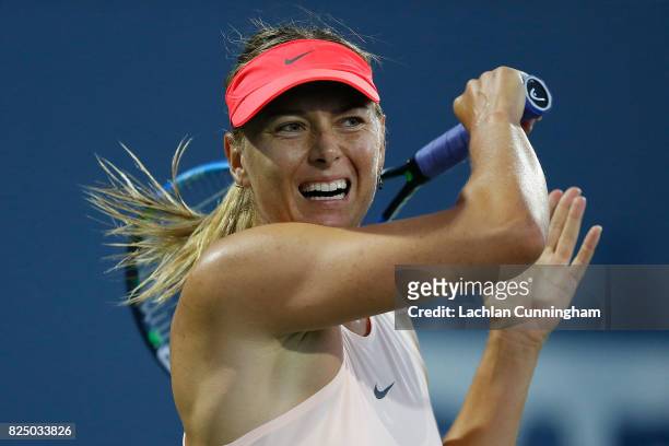 Maria Sharapova of Russia competes against Jennifer Brady of the United States during day 1 of the Bank of the West Classic at Stanford University...
