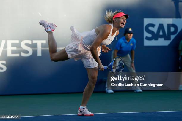 Maria Sharapova of Russia competes against Jennifer Brady of the United States during day 1 of the Bank of the West Classic at Stanford University...