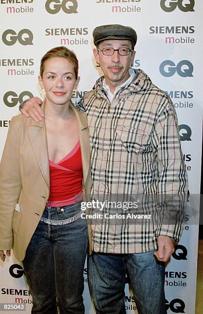 Spanish designer Antonio Alvarado and an unidentified friend attend the Spring/Summer 2001 GQ fashion show party May 7, 2001 in Madrid, Spain.