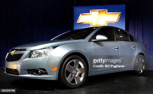 Life-size foam model of the Chevy Cruze, an all new global compact car, is revealed to the media after Rick Wagoner, Chairman and Chief Executive...