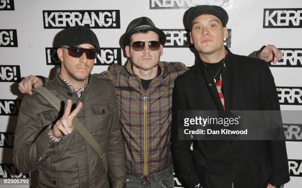 Alkaline Trio attends The Kerrang Awards 2008 held at The Brewery on August 21, 2008 in London, England.