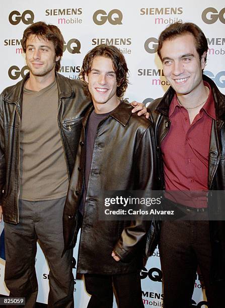 Spanish actors from left; Ivan Aledo, Alejo Saura and Hugo Silva attend the Spring/Summer 2001 GQ fashion show party May 7, 2001 in Madrid, Spain.