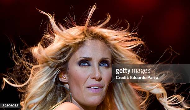 Anahi of Latino musical group RBD perform at Sports Palace on August 21, 2008 in Madrid, Spain.