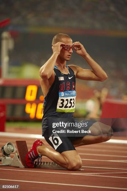 Summer Olympics: USA Jeremy Wariner before start of Men's 400M Semifinals at National Stadium . Beijing, China 8/19/2008 CREDIT: Robert Beck