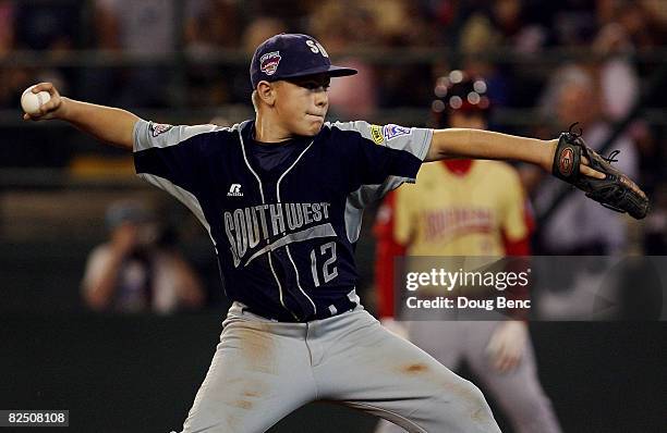 Bryce Jordan of the Southwest pitches against the Southeast during the United States semi-final at Lamade Stadium on August 21, 2008 in Williamsport,...