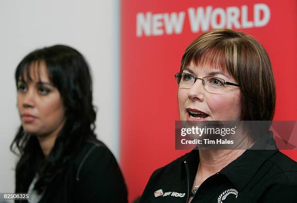 Recalled Silver Fern Daneka Wipiiti and Silver Ferns head coach Ruth Aitken attend the New Zealand Silver Ferns team announcement at the Netball New...