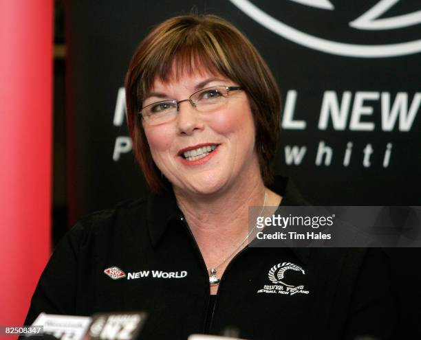 Silver Ferns head coach Ruth Aitken attends the New Zealand Silver Ferns team announcement at the Netball New Zealand Boardroom on August 22, 2008 in...