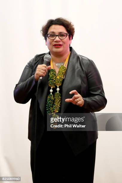 Green Party co-leader Metiria Turei speaks during the Green Party Auckland Election Campaign Launch on August 1, 2017 in Auckland, New Zealand. The...