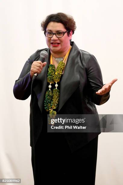 Green Party co-leader Metiria Turei speaks during the Green Party Auckland Election Campaign Launch on August 1, 2017 in Auckland, New Zealand. The...