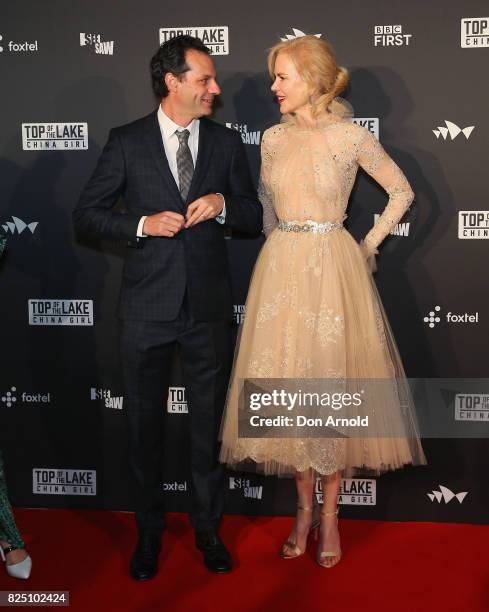 Emile sherman and Nicole Kidman arrive ahead of the Top of the Lake: China Girl Australian Premiere at Sydney Opera House on August 1, 2017 in...