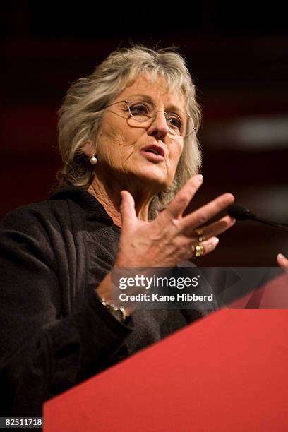 Germaine Greer speaks at The Age Book of the Year Awards as part of the opening night of the Melbourne Writers Festival on August 22, 2008 in...