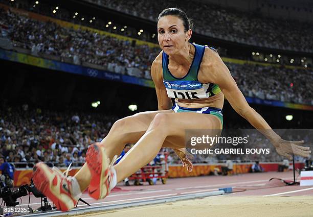 Brazil's Maurren Higa Maggi competes during the women's long jump final at the "Bird's Nest" National Stadium during the 2008 Beijing Olympic Games...