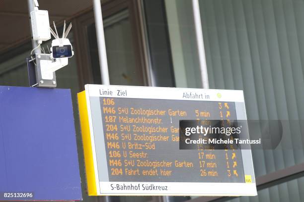 Security camera monitors the Suedkreuz train station on August 1, 2017 in Berlin, Germany. German federal police have started a six-month test at the...