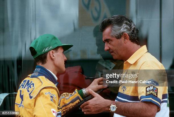 Michael Schumacher, Flavio Briatore, Grand Prix of Portugal, Estoril, 26 September 1993.