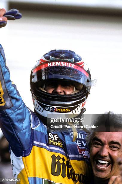Michael Schumacher, Flavio Briatore, Pacific Grand Prix, TI circuit, Aida, 22 October 1995. Michael Schumacher and Benetton boss Flavio Briatore,...