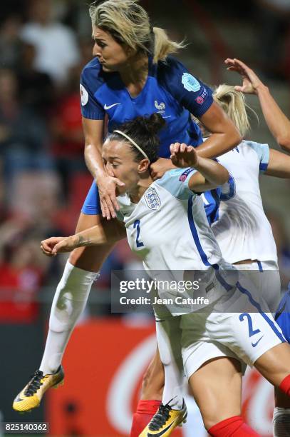 Lucia Bronze of England and Claire Lavogez of France during the UEFA Women's Euro 2017 quarter final match between England and France at Stadion De...