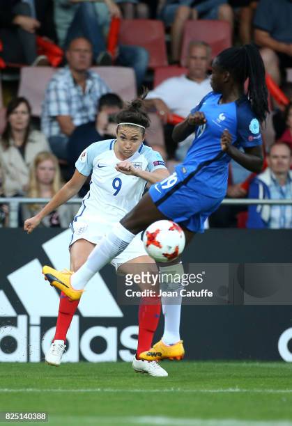 Jodie Taylor of England and Griedge M'Bock Bathy of France during the UEFA Women's Euro 2017 quarter final match between England and France at...