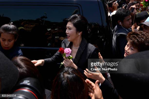Former Thailand's Prime Minister Yingluck Shinawatra arrives at the Supreme Court in Bangkok Thailand, Bangkok, Thailand on August 1, 2017.