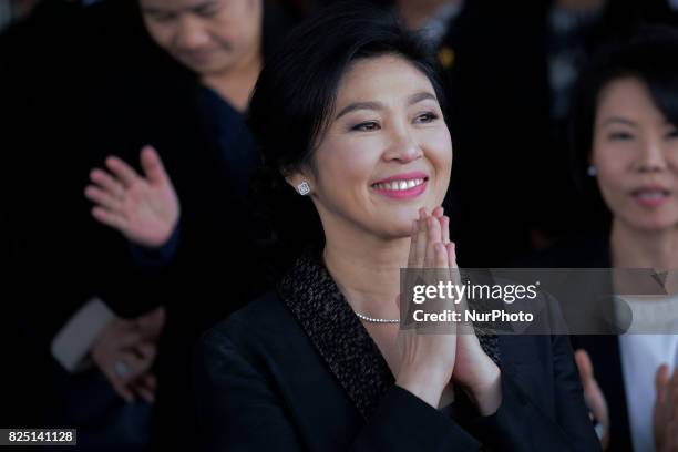 Former Thailand's Prime Minister Yingluck Shinawatra arrives at the Supreme Court in Bangkok Thailand, Bangkok, Thailand on August 1, 2017.