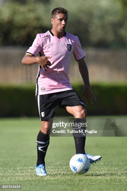 Thiago Cionek of Palermo in action during a friendly match between US Citta' di Palermo and Monreale at Carmelo Onorato training center on July 30,...