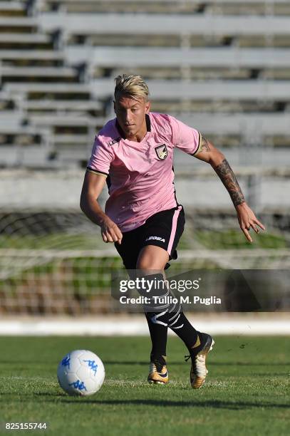 Antonino La Gumina of Palermo in action during a friendly match between US Citta' di Palermo and Monreale at Carmelo Onorato training center on July...