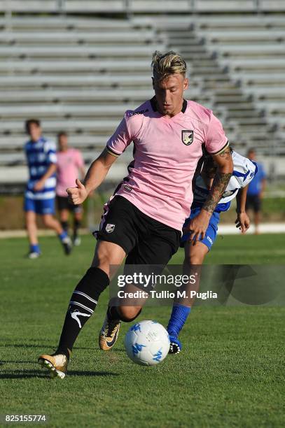 Antonino La Gumina of Palermo in action during a friendly match between US Citta' di Palermo and Monreale at Carmelo Onorato training center on July...