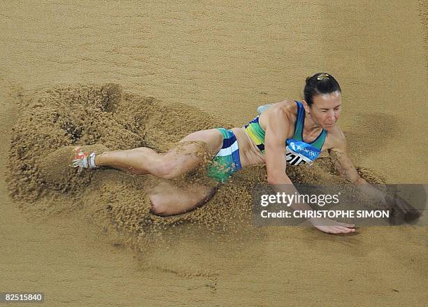 Brazil's Maurren Higa Maggi competes during the women's Long Jump final at the National Stadium during the 2008 Beijing Olympic Games on August 22,...