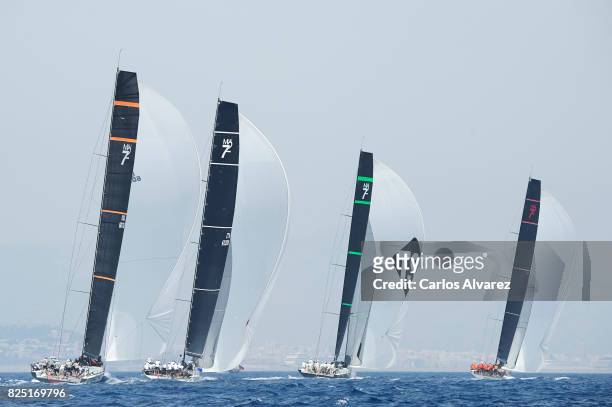 Sailing boats compete during a leg of the 36th Copa del Rey Mapfre Sailing Cup on August 1, 2017 in Palma de Mallorca, Spain.
