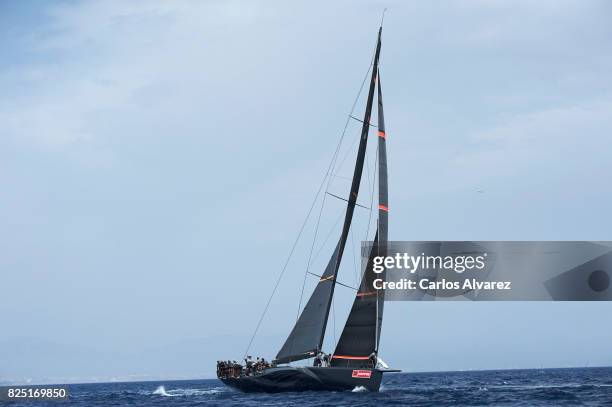 Sailing boat competes during a leg of the 36th Copa del Rey Mapfre Sailing Cup on August 1, 2017 in Palma de Mallorca, Spain.