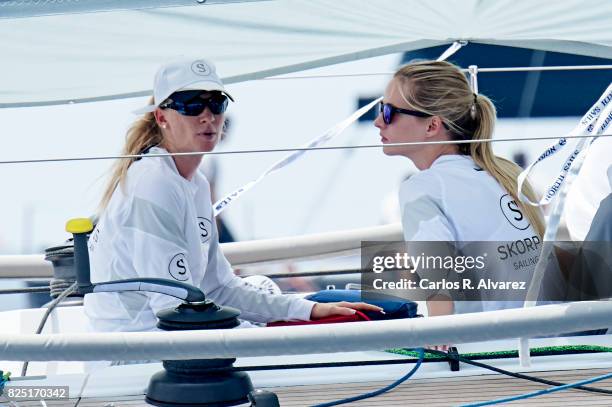 Model Daria Strokous is seen on board of Skorpios during the 36th Copa Del Rey Mafre Sailing Cup on August 1, 2017 in Palma de Mallorca, Spain.