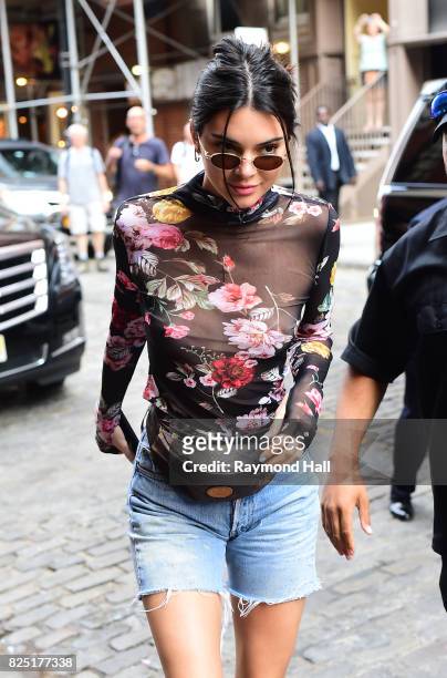 Model Kendall Jenner is seen in Midtown on July 31, 2017 in New York City.