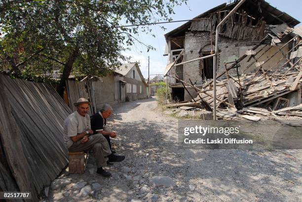Destroyed buildings are pictured in the province of South Ossetia following the conflict with Russia, on August 21, 2008 in Tskhinvali, Georgia....