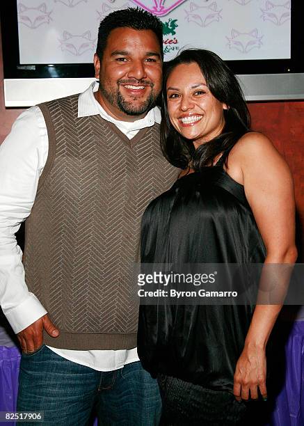 Show creators Chris Abrigo and Angela Aguilera at premiere party for VH1's Glam God television show on August 21, 2008 in Encino, California.