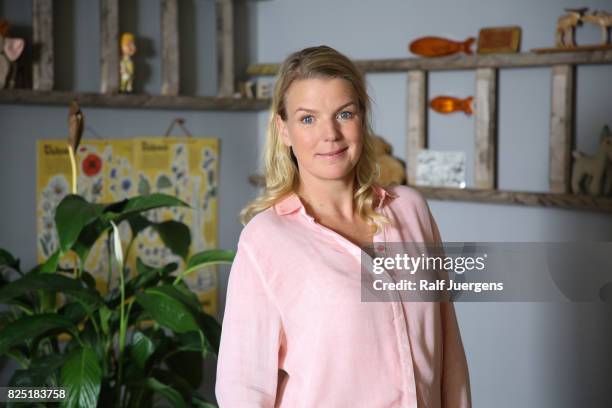 Mirja Boes poses during the set visit of the new RTL tv sitcom 'Beste Schwestern' on August 1, 2017 in Cologne, Germany.