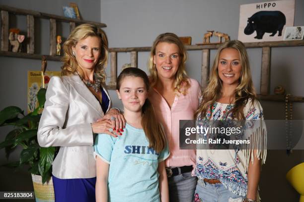 Leslie Malton, Laurena Marisol Lehrich, Mirja Boes and Sina Tkotsch pose during the set visit of the new RTL tv sitcom 'Beste Schwestern' on August...