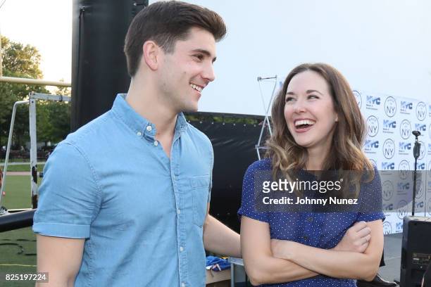 Adam Kaplan and Liana Hunt attend the 2017 Broadway In The Boros - "Newsies" at Williamsbridge Oval on July 31, 2017 in New York City.