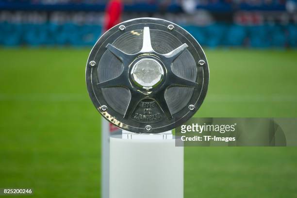The Second Bundesliga Champiosnhip title trophy are seen during the Second Bundesliga match between VfL Bochum 1848 and FC St. Pauli at Vonovia...